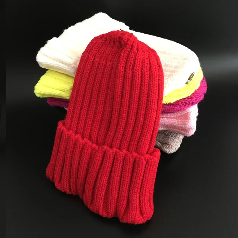 Зимняя Брендовая женская меховая шапка с помпонами, зимняя шапка для женщин, шапка для девочек, вязаные шапки, шапка, шапка, толстая женская шапка, шапки бини - Цвет: red