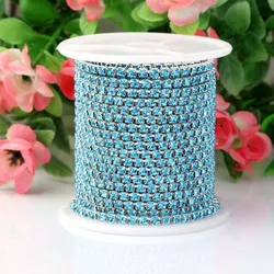 Vibrant 30 - Color Glass Crystal Rhinestone Chain for DIY Fashion and Decor (Turquoise blue)
