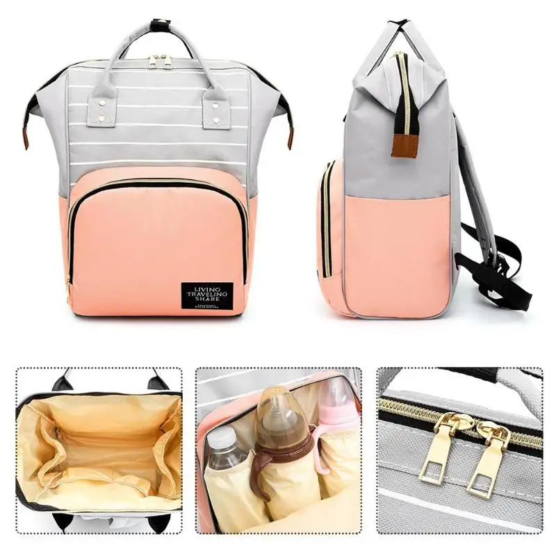 Модная полосатая Сумка-подгузник для беременных, Большая вместительная сумка-подгузник, рюкзак для путешествий, сумка для ухода за ребенком, женская модная сумка