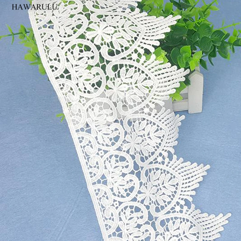

HAWARULU 1yard DIY Single side wide milk water soluble embroidery clothing curtain accessories lace fabric wedding decoration