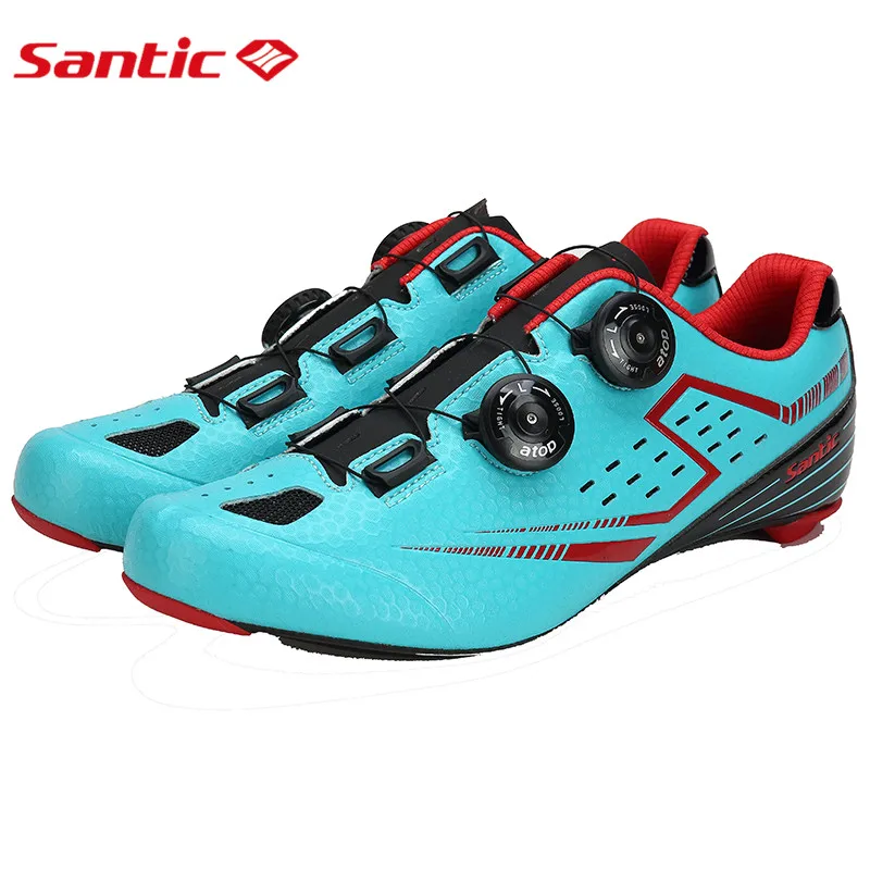 Santic мужские PRO Racer дорожные велосипедные ботинки из углеродного волокна подошва дорожный велосипед велосипедная обувь самоблокирующийся Scarpe Ciclismo Strada подарок - Цвет: Небесно-голубой