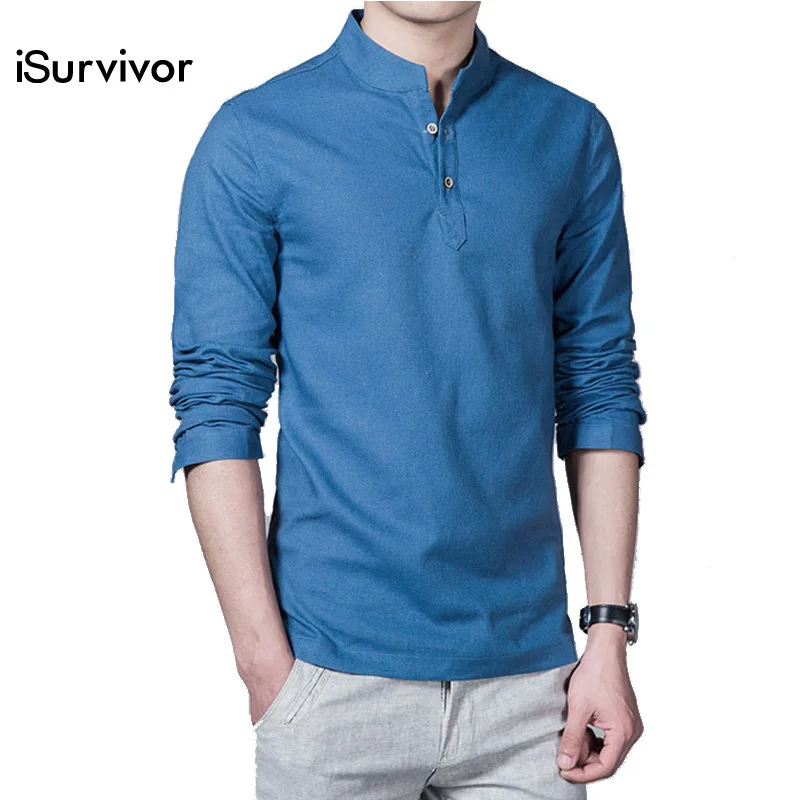 

2019 New Men Shirts Pullovers Men's Casual Fashion Slim Fit Large Size Long Sleeved Male Linen Shirts Camisa Masculina Hombre