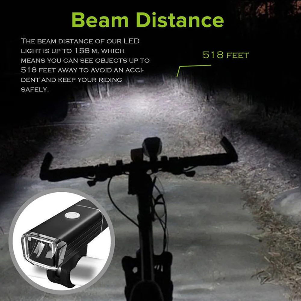 Flash Deal ISHOWTIENDA Usb Rechargeable Bike Light Front Handlebar Bike Bicycle Lights USB LED Set Mountain Cycle Front Back Headlight 2