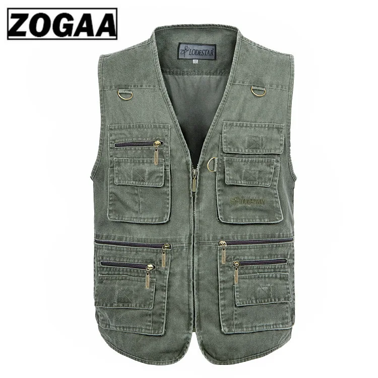 

Fishing Vest Male With Many Pockets Men Sleeveless Jacket Blue Waistcoat Work Vests Outdoors Vest Plus Large Size 10XL ZOGAA
