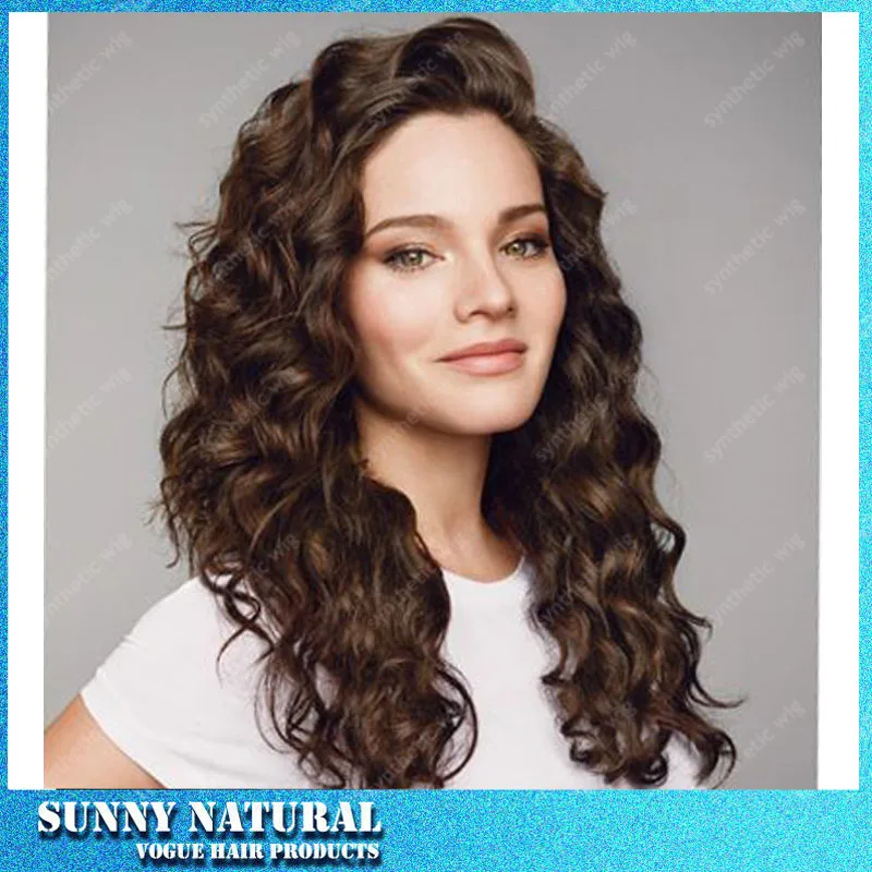 

Dark Brown Kinky Curly Synthetic Lace Front Wigs High Density Curly Synthetic Lace Wig With Baby Hair For Black Women