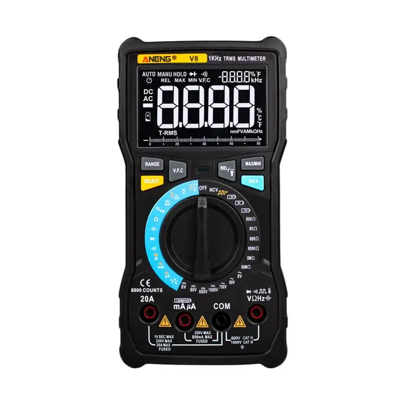 16 In 1 Digital Multimeter LCD Display Electrical Maintenance NCV Function AC/DC Ohm Auto Range Multimeter With Light No Battery - Цвет: Черный