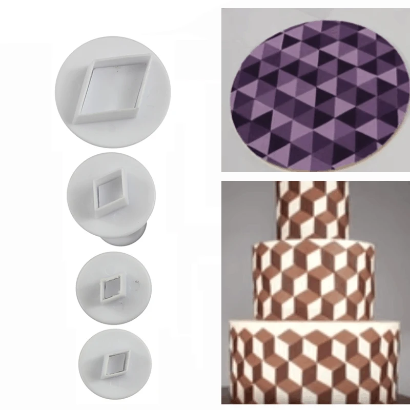 4pcs/set Cookie Cutters Biscuit Embosser Cutter Mold Icing Embossing