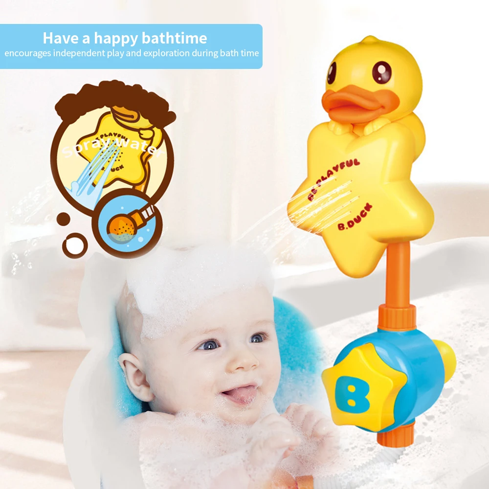 TOP quality Baby Bath Toy Yellow Duck Manual Operation Water Sprinkler