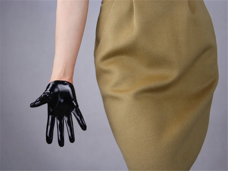 Модные женские длинные кожаные перчатки 70 см длиной выше локтя искусственная кожа Seiko без подкладки Черный TB16