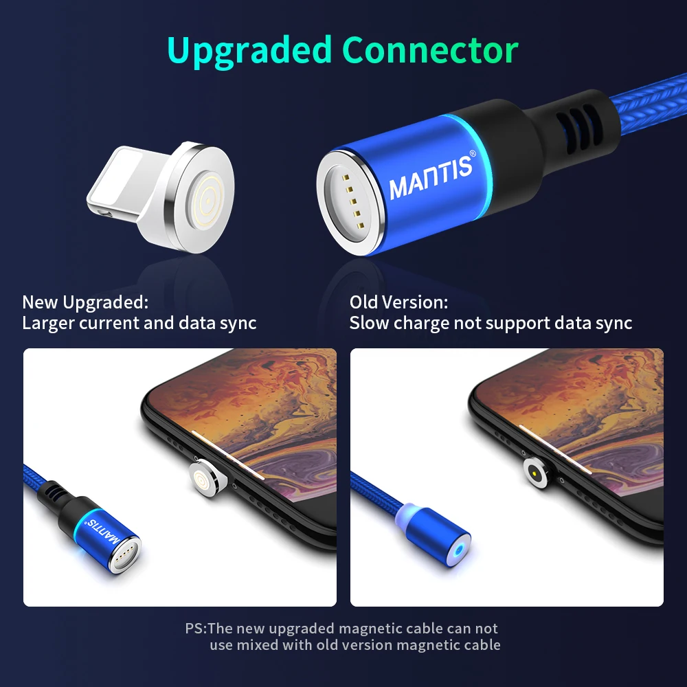 Магнитный кабель MANTIS 3A для iPhone 11 Pro Xs Max Xr X 8 7 6 6s 5 5S Se iPad Mini зарядный usb провод