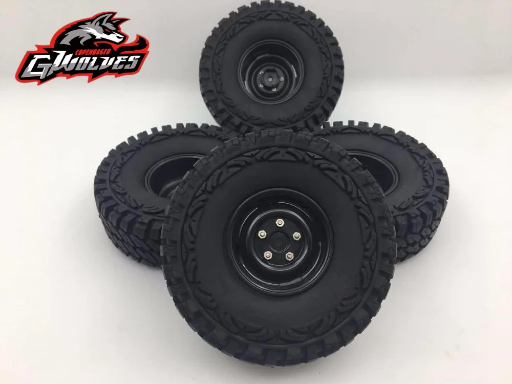 GWOLVES 4Pcs/Set 114MM 1.9in 1/10 Climbing Car Wheel Rim &amp Tyre Tires RC parts Axial SCX10 D90 CC01 TRAX TRX-4 MST CMX | Игрушки и