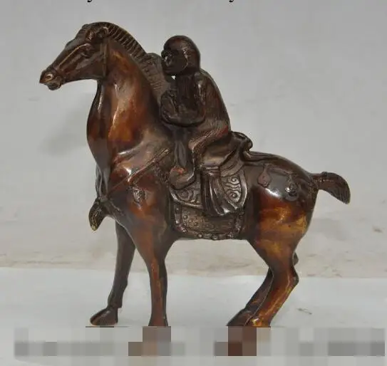 

S00034 6" chinese fengshui bronze animal horse steed monkey stamp success lucky statue