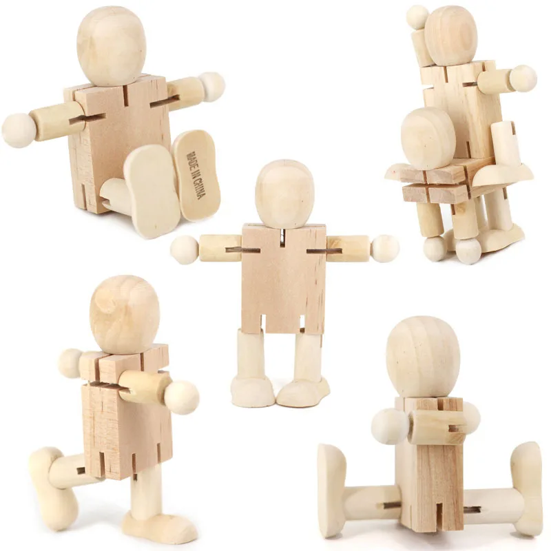 

Children DIY Wooden Assembling Transformation Robot Blocks Kids Handmade Painting Draw Tools Educational Toys Send pigment
