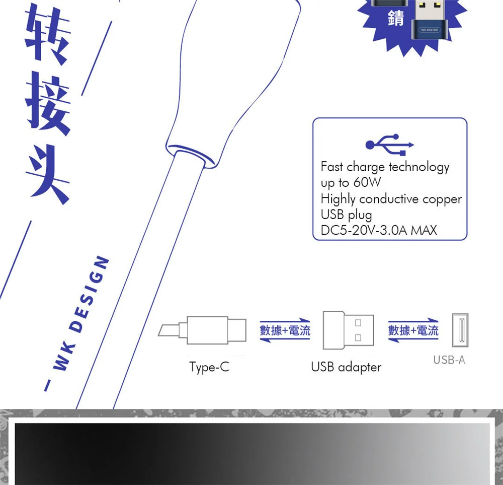 WK дизайн мужской USB-A для женщин тип-c OTG адаптер USB A к USB C зарядки передачи Конвертер Разъем для Macbook samsung huawei P20