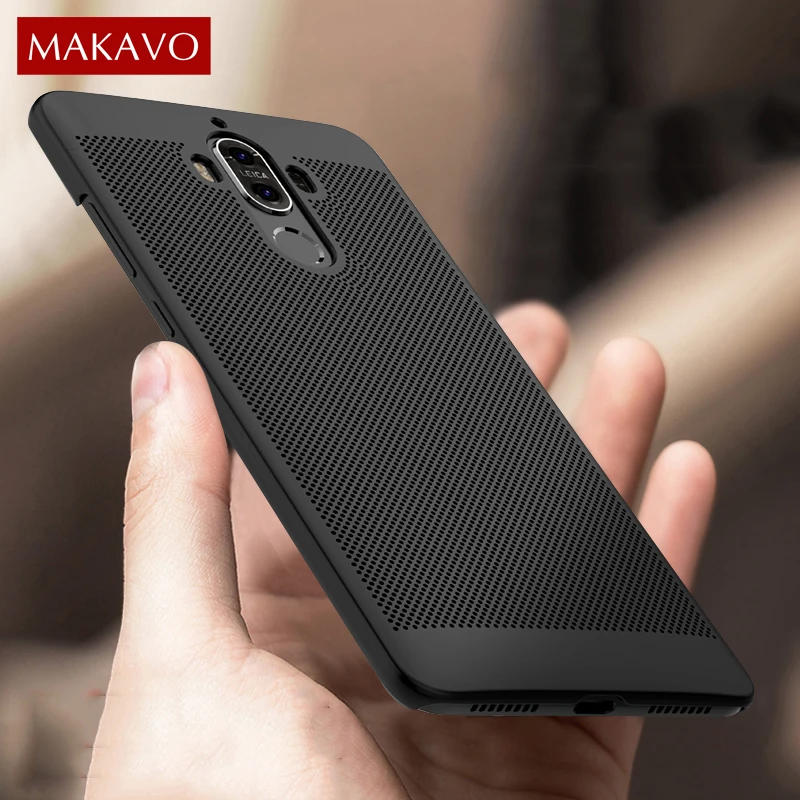 MAKAVO For Huawei Mate 9 Pro Case 360 Protection Fashion Hollow Grid Matte Hard Cover 8 Mate9 Phone Cases |