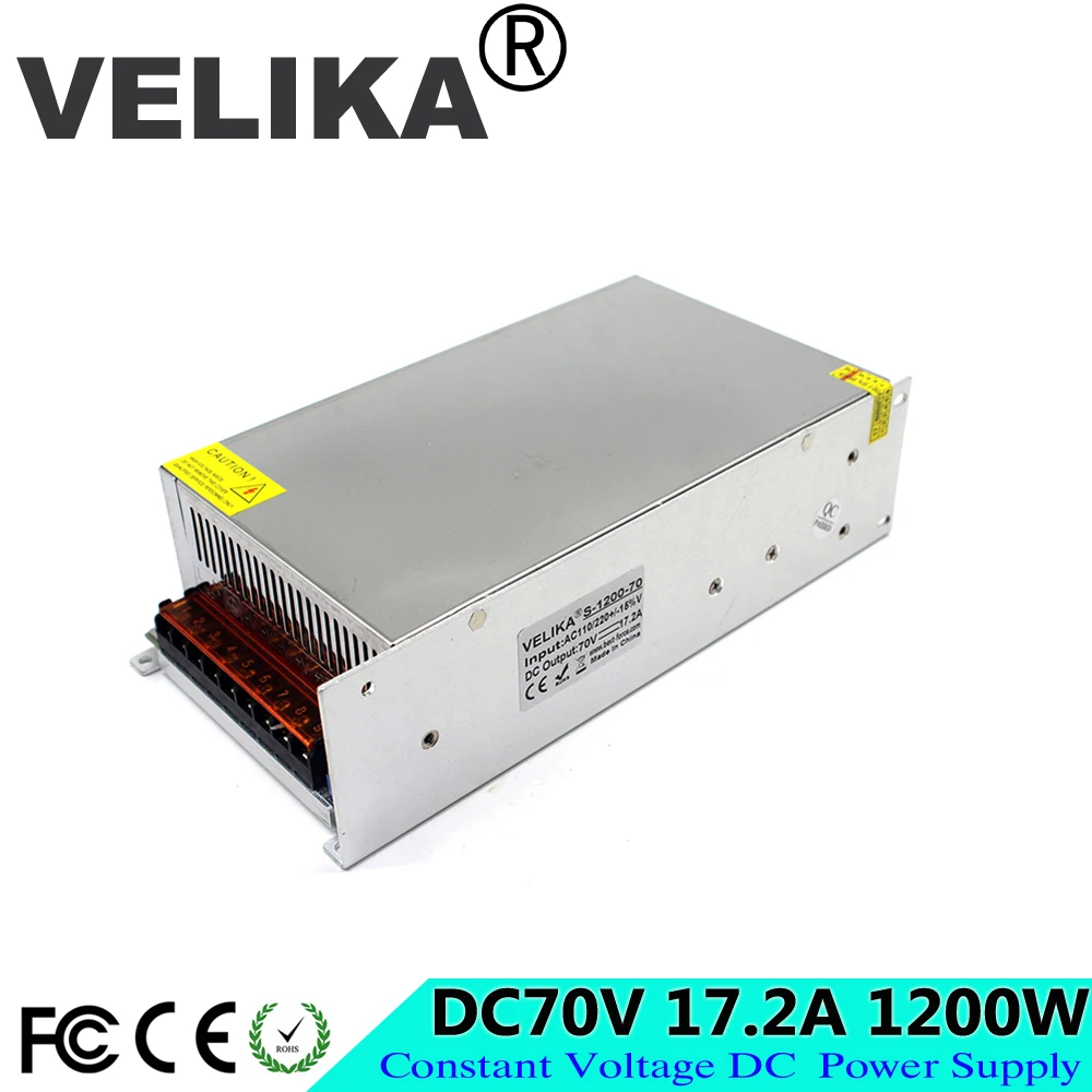 Универсальный DC70V 17.2A 1200W Переключатель источник питания Трансформатор 110 220V AC DC 70V