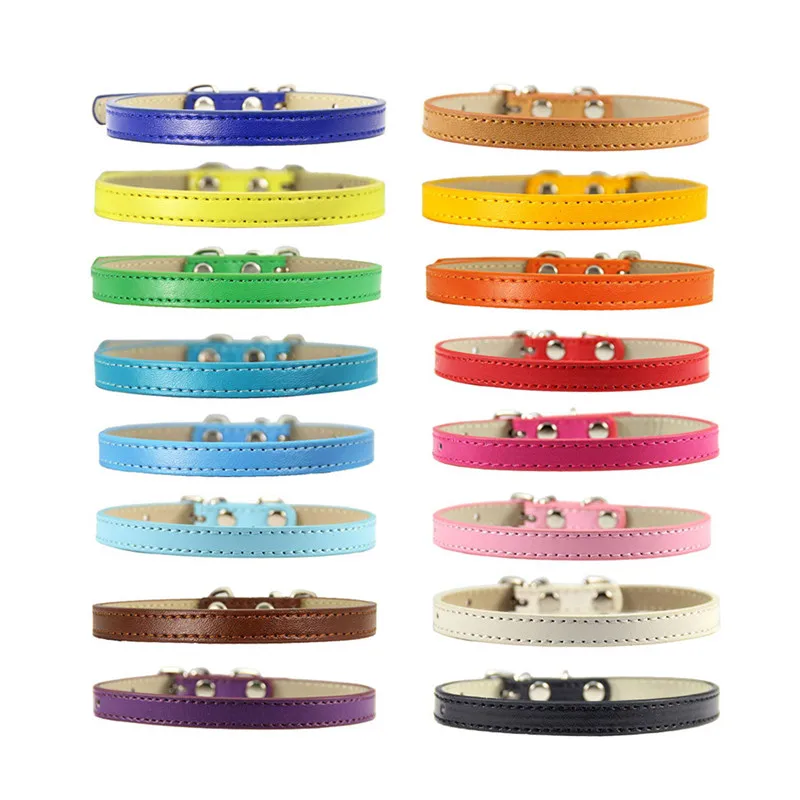 

1pc Cat Accesories Pink PU Leather Safety Personalized Chihuahua Necklace Small Cat Leash Cat Harness Cat Collar Puppy Collar