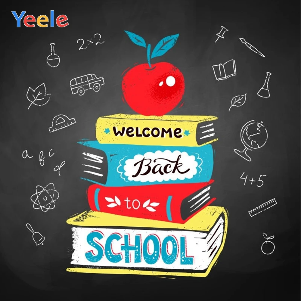 

Yeele Welcome Children Back To School Party Photography Backdrops Blackboard Book Pen Photographic Backgrounds For Photo Studio