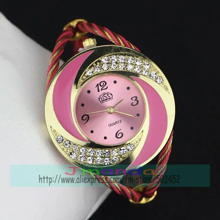 100 шт/лот Cussi Брендовые женские наручные часы, окрашенные кристаллами часы, маленькие часы, женские часы, браслет, кварцевые часы, наручные часы для женщин