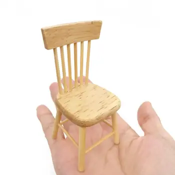 

1:6 1:12 Miniature Dollhouse Mini Wooden High Table Chair Doll House Furniture Pretend Play Toys Accessories Decoration