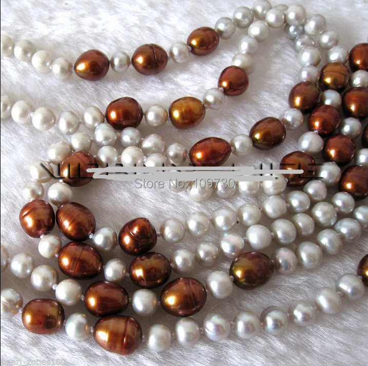 

Jewelr 003564 48" 4-9mm Chocolate Gray Multi Color Freshwater Pearl Necklace