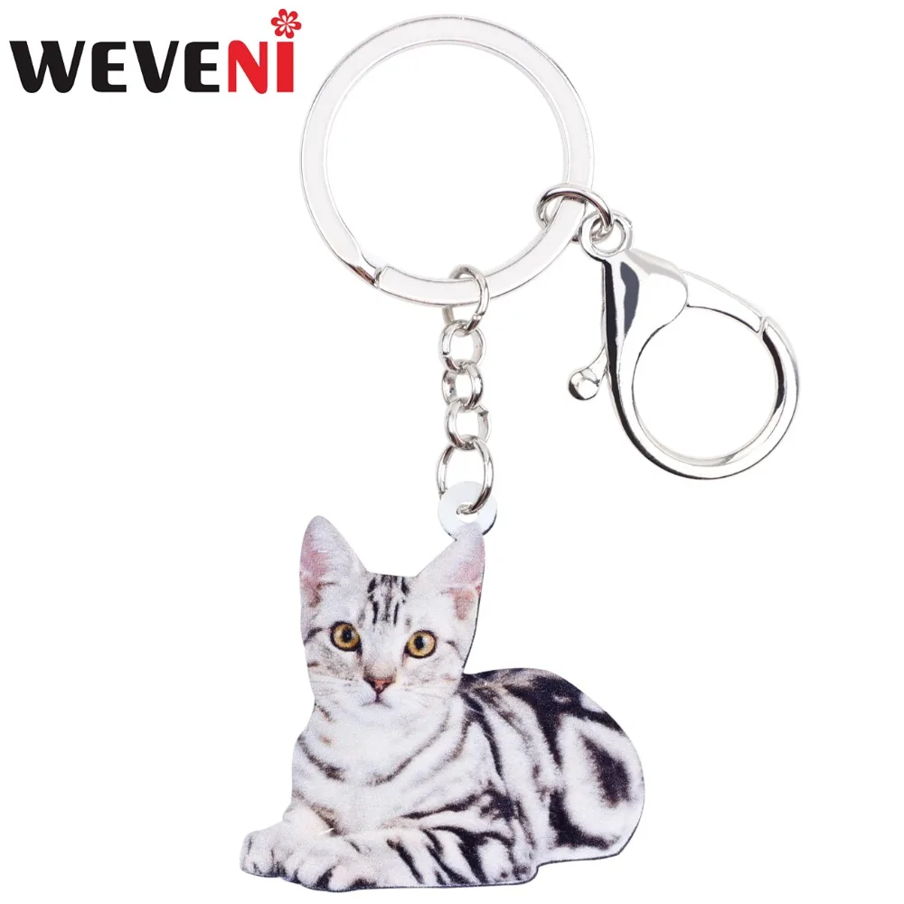 WEVENI акриловый сидящий оригинальный Кот Котенок Брелок для ключей милые
