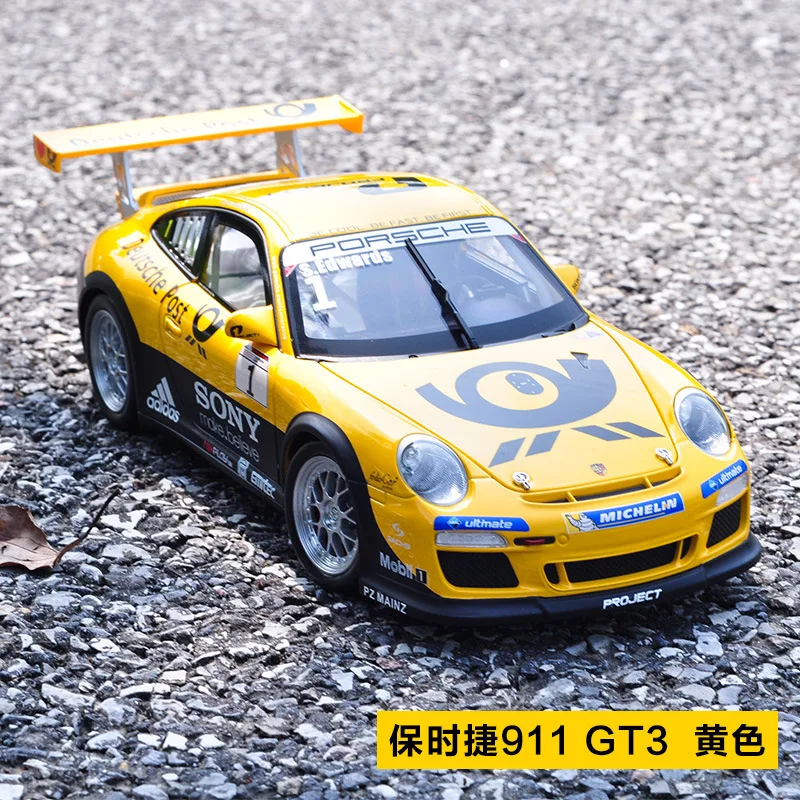 1:18 литая под давлением модель спортивного автомобиля игрушки для Porschedal 911 Gt3 чашка с рулевым колесом управление передним колесом рулевая игрушка с коробкой