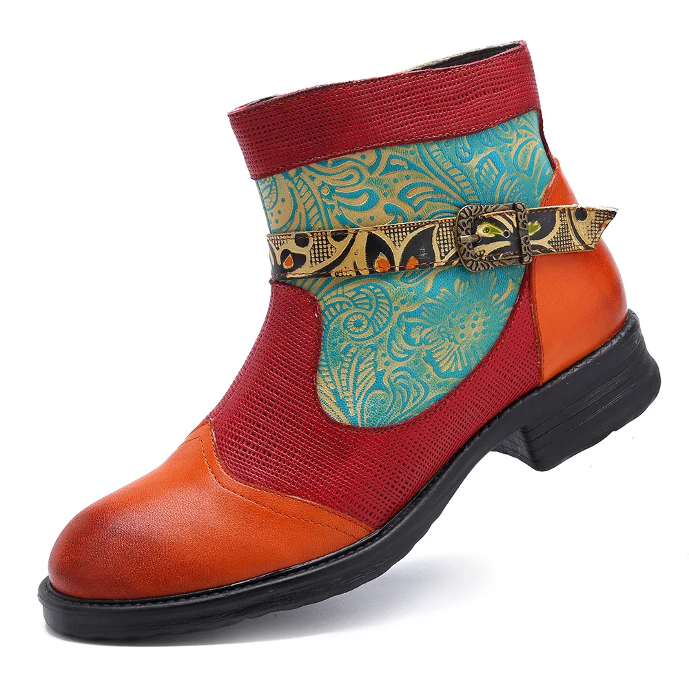 

Johnature New Genuine Leather Ankle Boots for Women Winter Autumn Vintage 2019 Ladies Shoes Woman Buckle Bohemia Booties