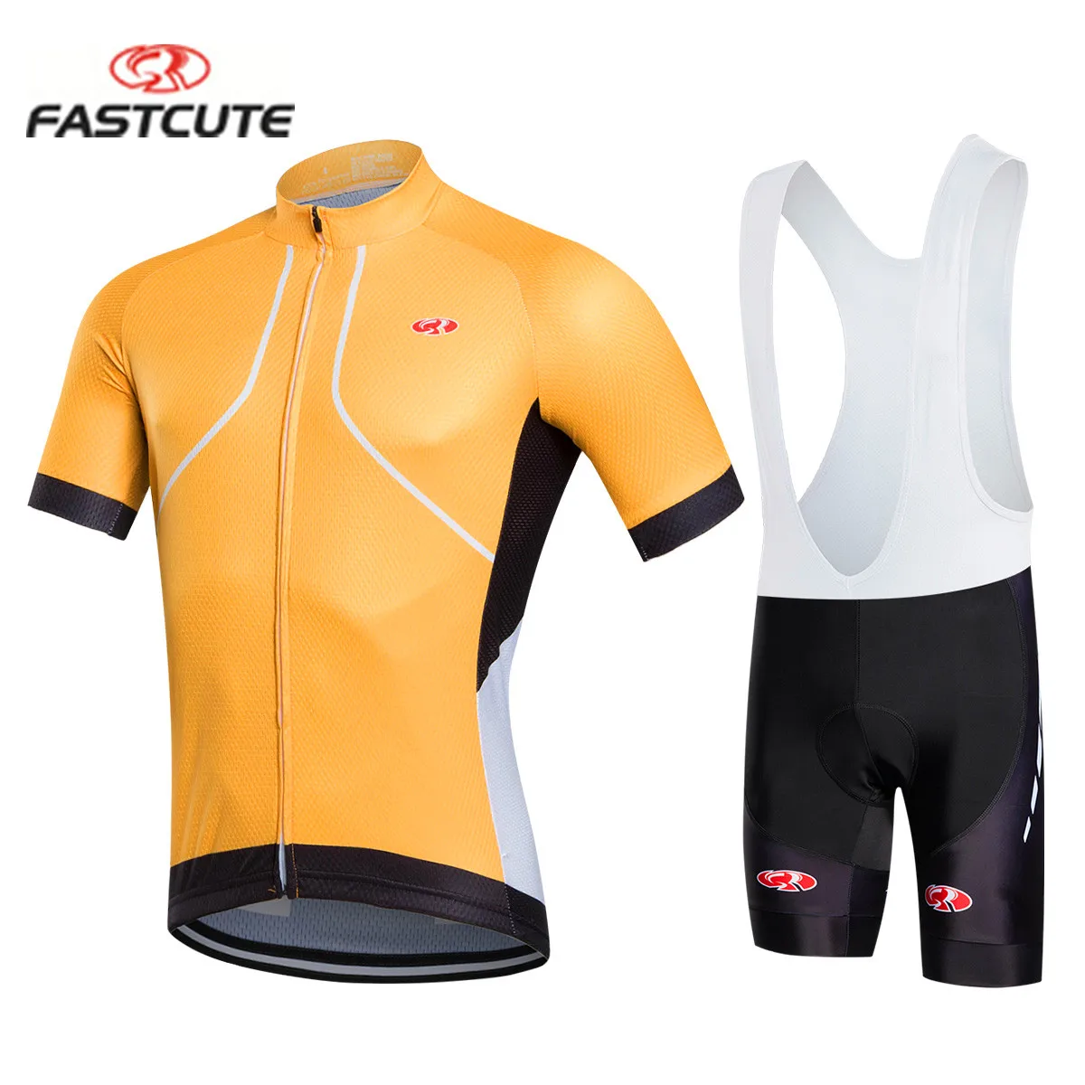 FASTCUTE Человек Велоспорт Джерси Белый велосипед короткий рукав спортивная одежда для велоспорта - Цвет: bib short set