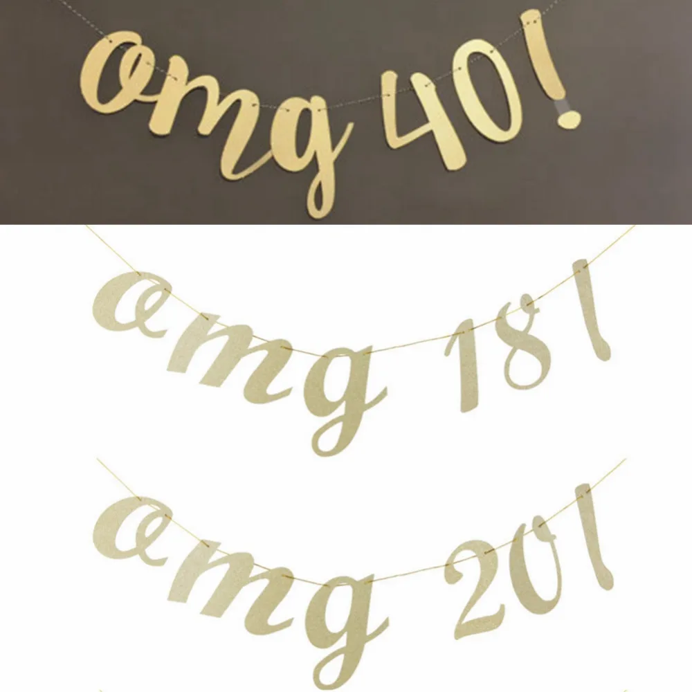 

Gold Glitter Birthday Party Banner (10th 20th 30th 40th 50th) Birthday Banner Garland Photo Backgroud