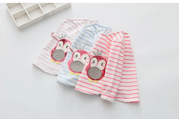Children Penguin Tops 2018 Hot Sale Spring Autumn Kids Clothes Long Sleeve O-Neck Strip Girl Long Sleeve T Shirt (11)