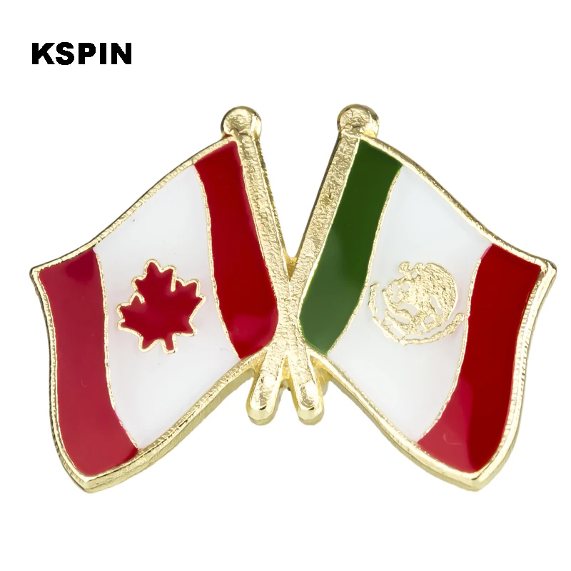 

Badge Metal Canada vs Mexico Friendship Flag pin badge badges for clothes in badges Brooch for clothes KS-2134