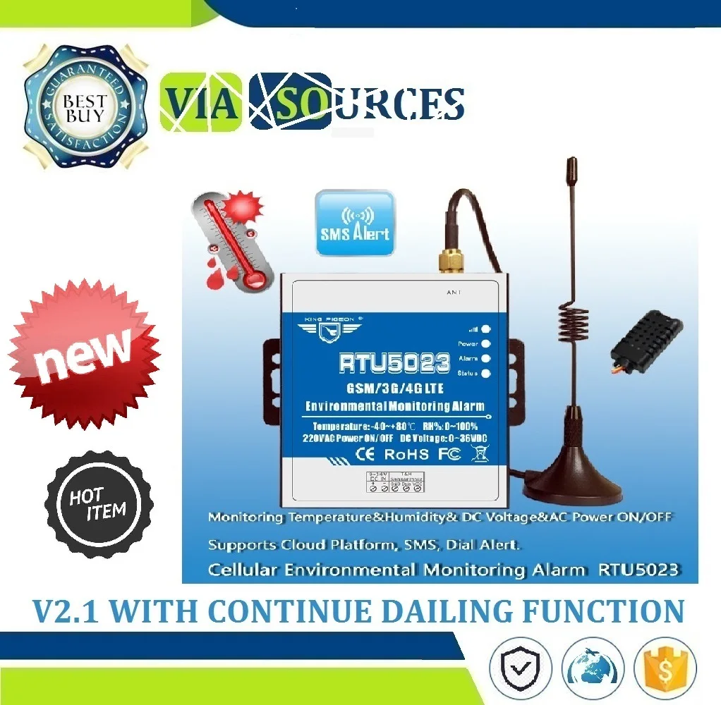 

New RTU5023 V2.1 Continue Dial Function GSM Temperature Humidity Environment Failure Alarm Remote Monitoring Power Off