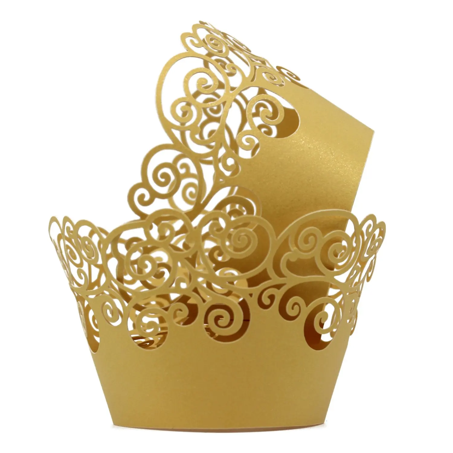 

METABLE 50 Filigree Artistic Bake Cake Paper Cups Little Vine Lace Laser Cut Liner Baking Cup Muffin Case Tray for Wedding Party