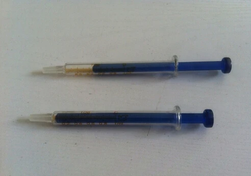 

2PCS Glass syringe 1ML injector sampler dispensing with ink chemical medicine Blue