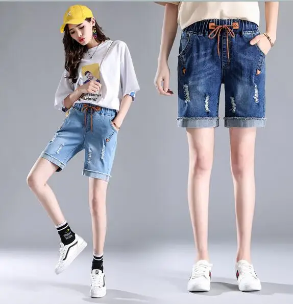 

High Waist Denim Shorts Size 34 Female Short Jeans for Women Half Long Summer Ladies Hot Shorts Solid Tassel Denim Shorts