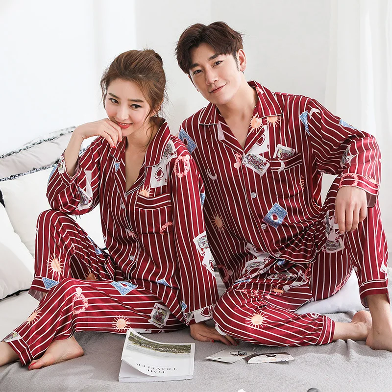 Smmoloa пара шелковые пижамы комплект атласная ночная рубашка повседневная домашняя одежда для сна с длинными рукавами