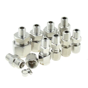 

1/8" Male Thread To 6mm 8mm 10mm OD 1/8" 1/4" 3/8" Tube Double Ferrule Compression Pipe Fitting Connector Stainless Steel 304