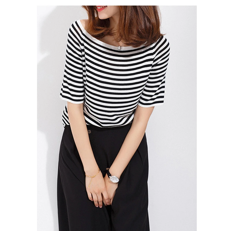 Хит продаж 2018, женская одежда в полоску, пуловер, бесплатная доставка, женская летняя одежда с