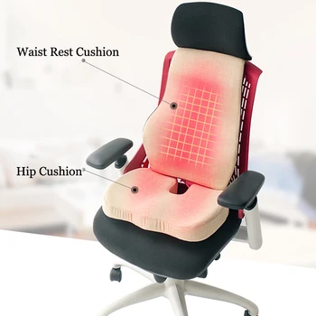 

New Heated Seat Cushion for Office&Home Use Memory Cotton Back Stress Relief Chair Mat