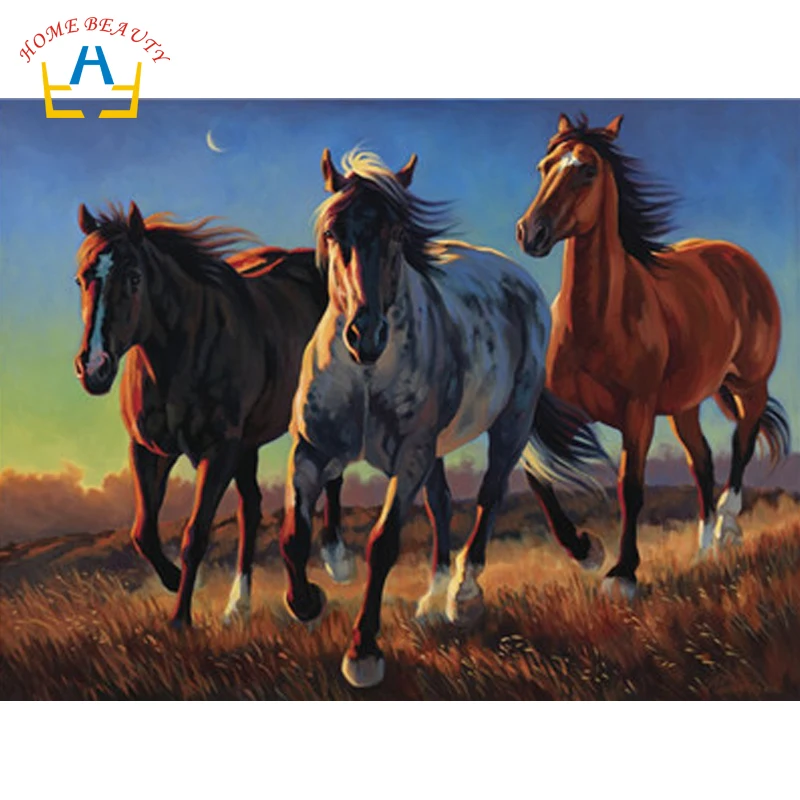 

Diy paintings by numbers on canvas with acrylic paints animals horses pictures for living room home decoration gift WY5122