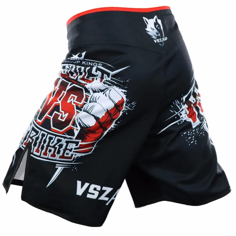 Новая акция фитнес VSZAP mма, боксерский боевые искусства тренировочные шорты для кикбоксинга Муай Тай шорты Дешевые ММА шорты боксео мужские брюки - Цвет: Черный