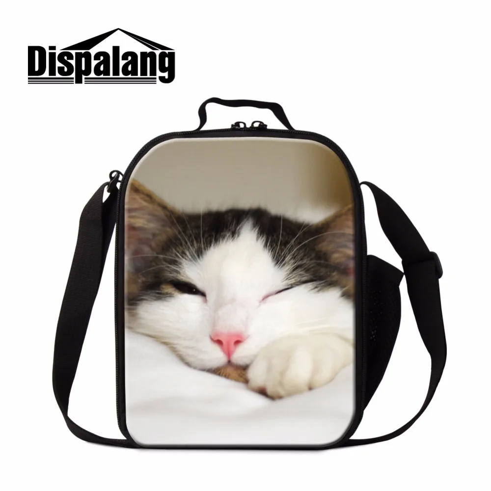 Bolsa de Almoço Recipiente de Almoço Caixa de Almoço Térmico para Meninas Bolsa de Refeição Dispalang Isolado Gato Impressão Escola Térmico Pequena Bolsa Bonito Criança