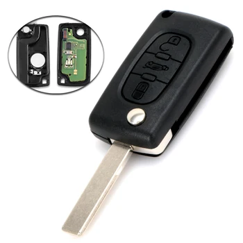 

3 Buttons Car Keyless Entry Case Flip Folding Remote Key 433MHz with ID46 Chip HU83 Blade for Peugeot 207 307 308 407 607