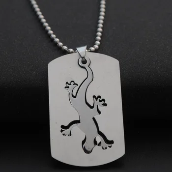 

Dinosaur Chameleon Stainless Steel Necklace Removable Animal Dragon Salamander Gecko Lizard Amulet Pendant Necklaces