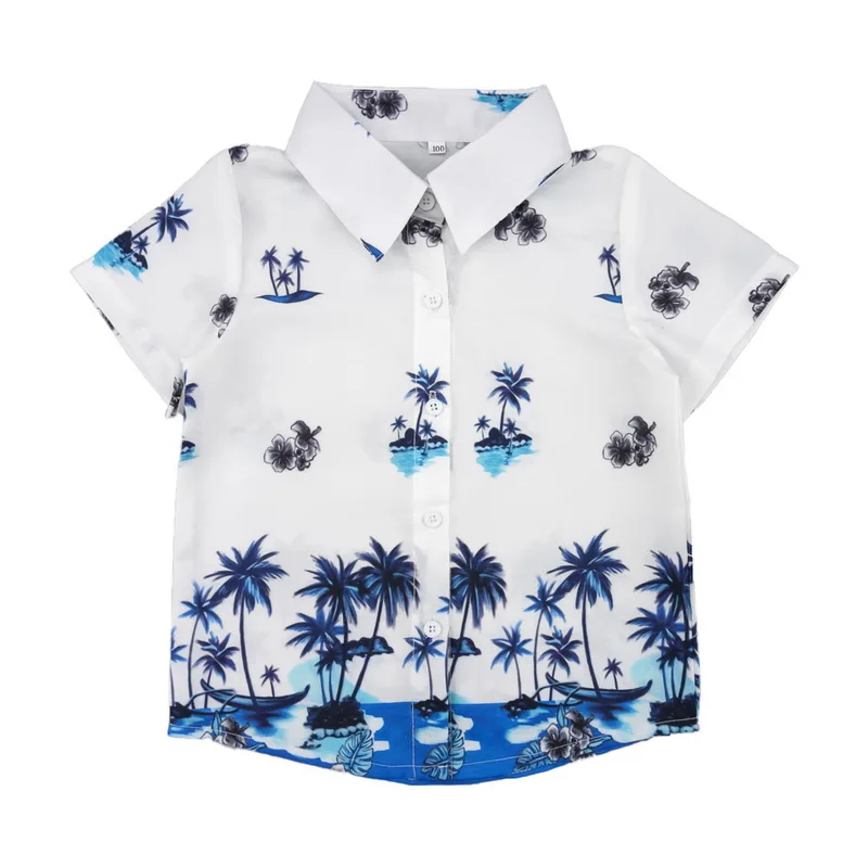

Baby Clothes Casual Cotton Print Beach Hawaiian Short Shirt For 1-4Years Beach Holiday Clothing D20