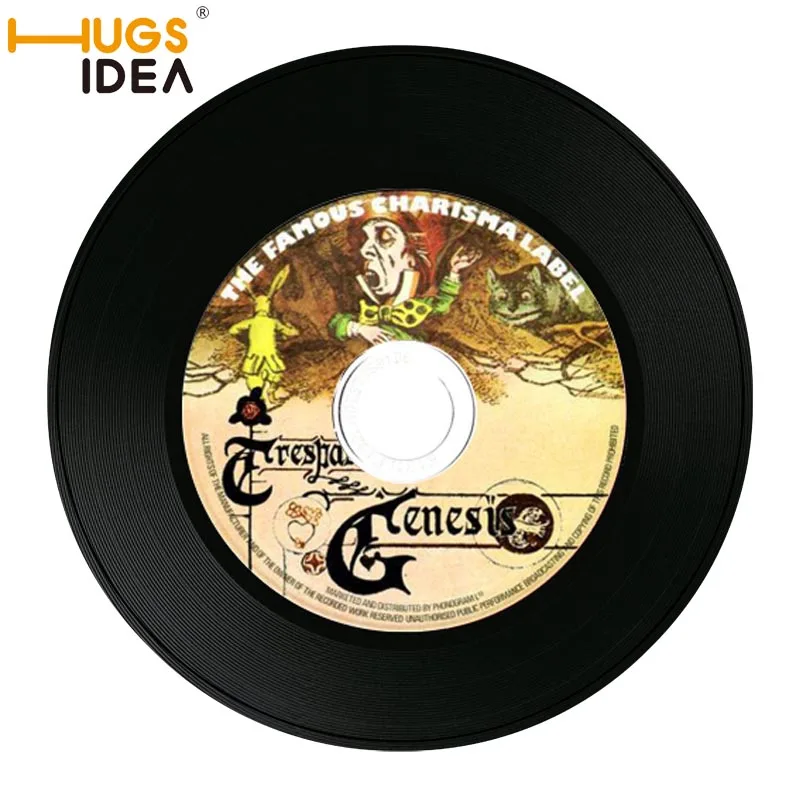Billig HUGSIDEA Gold Rekord Teppich Matte Runde 60*60 cm Dünne Gummi Vinyl Teppich Misc Rekord druck Tür Matte für parlor Küche Fußmatten