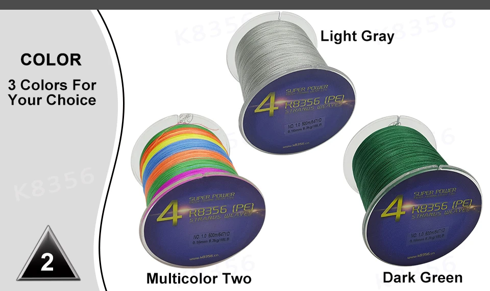 K8356 500M547Yards 4 Stands PE Line Braided Fishing Line 100% PE Multifilament Fishing Line Super Strong High Quality 15LB-50LB (10)