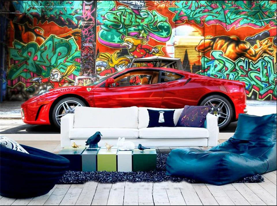 3d car wallpapers custom photo mural graffiti car bar KTV background
