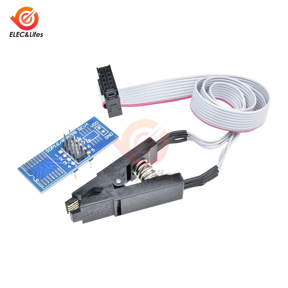 

1Set SOIC8 SOP8 DIP8 Format Flash Chip IC Test Clips Socket Adopter BIOS 24 25 93 USB Programmer Programable TL866CS EZP2010